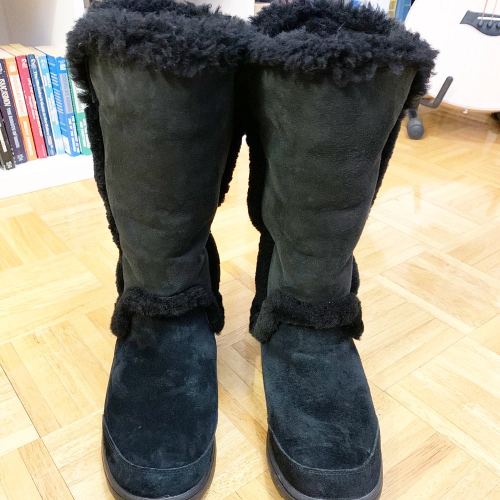 Ugg Boots, Size 9, Tall, Suede/Shearling, Black
